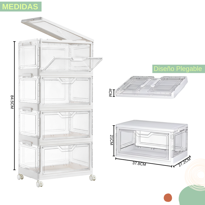 Cajonera Plástica Organizador Acrílico 4 Niveles Apilable Transparente