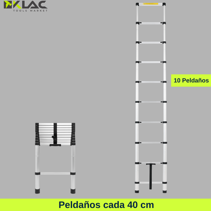 Escalera Telescópica Multiuso De Aluminio Plegable 3,8m