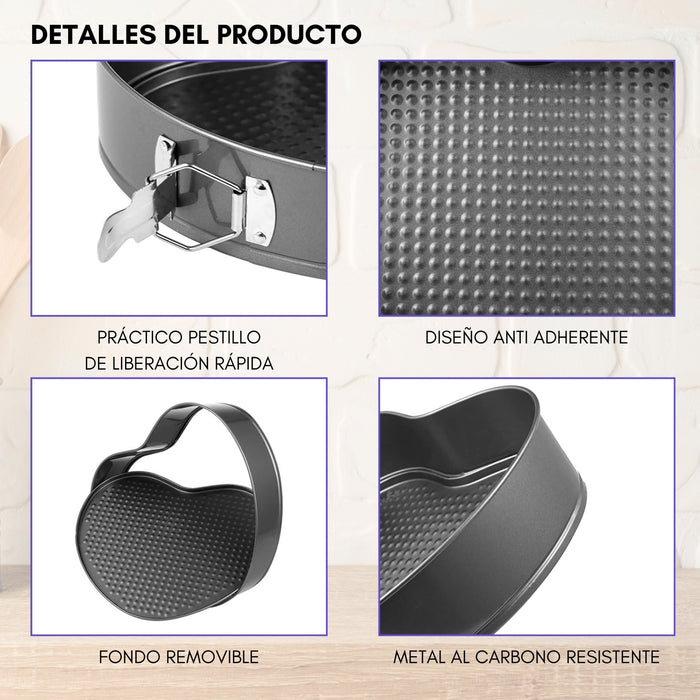6 Moldes Corazón Queques Bizcochos Tortas Antiadherente Desmontable