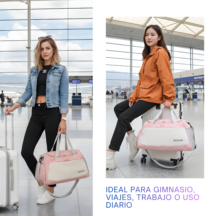Bolso Deportivo Gym Viaje De Mano Avión Multifuncional 23l - Rosa Pálido