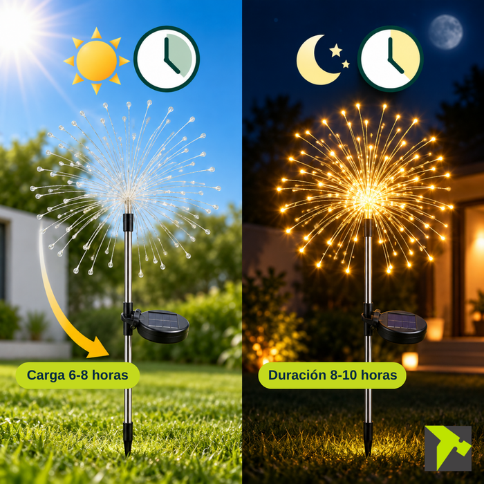 Pack 2 Luces Solares Led Fuegos Artificiales Jardín Navidad