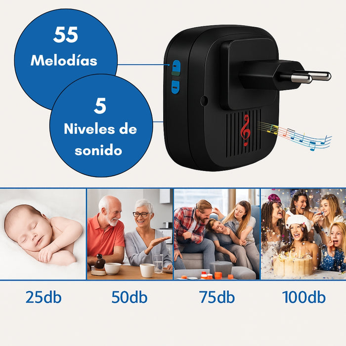 Timbre Inalambrico 300m Exterior Para Casa Impermeable