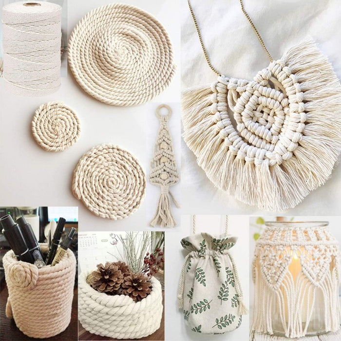 Cordón Macramé Peinado 3mm 300 Metros 1kg 100% Algodón Crudo