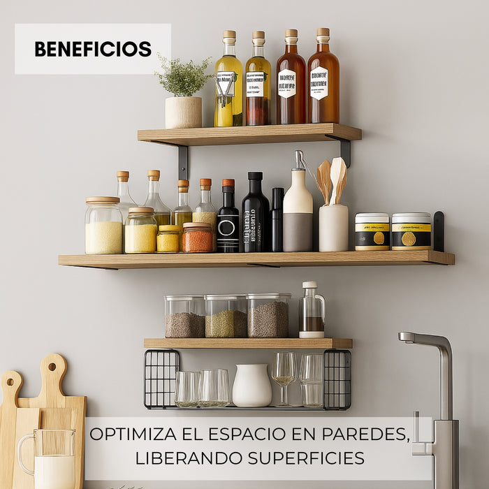 Kit 4 Capas Repisas Flotantes De Madera Modernas