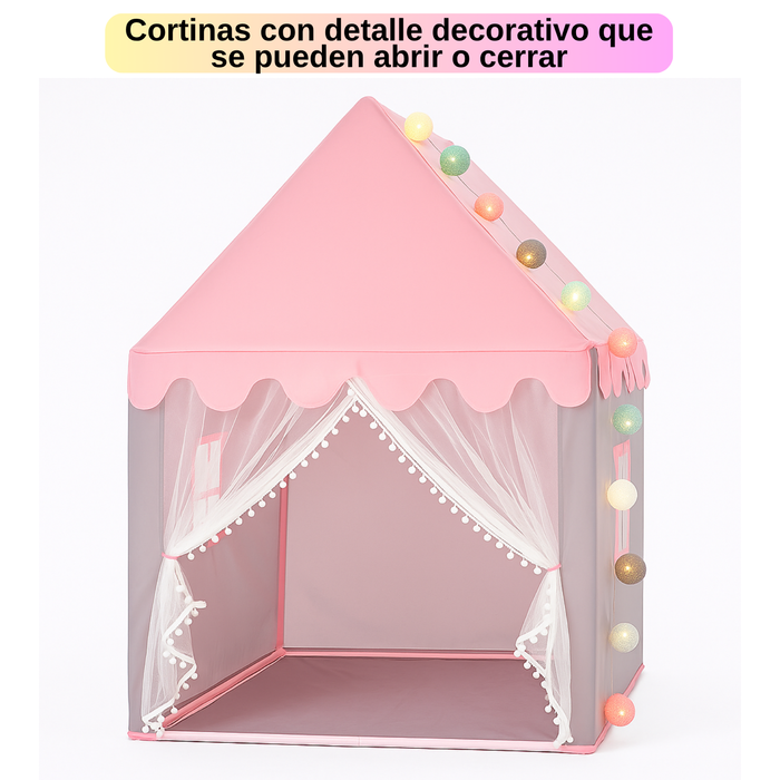 Carpa Infantil Tipo Casa Niñas Niños Plegable Con Guirnalda