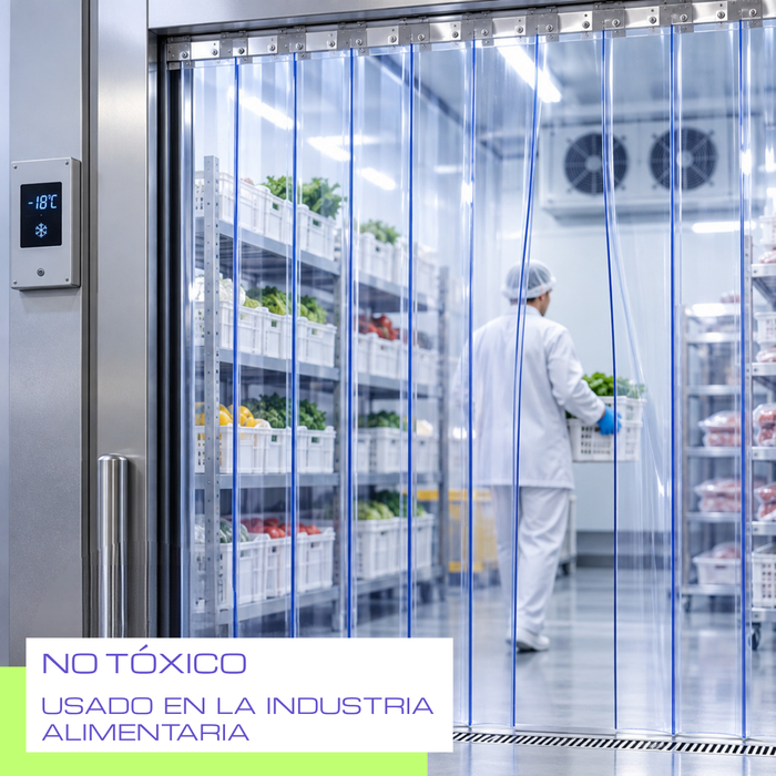 Cortina Lama PVC Temperatura Cámara Frigorífica Cuarto Frío 30Mts