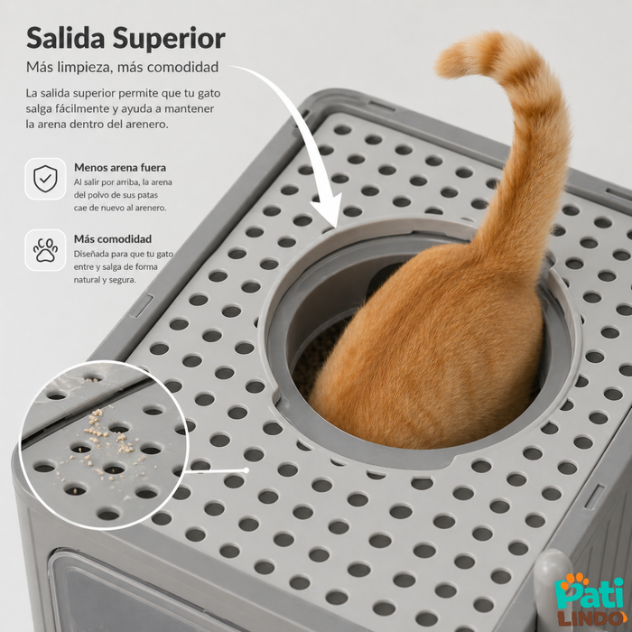 Arenero Gato Cerrado Baño Sanitario Con Tapa Y Pala Grande