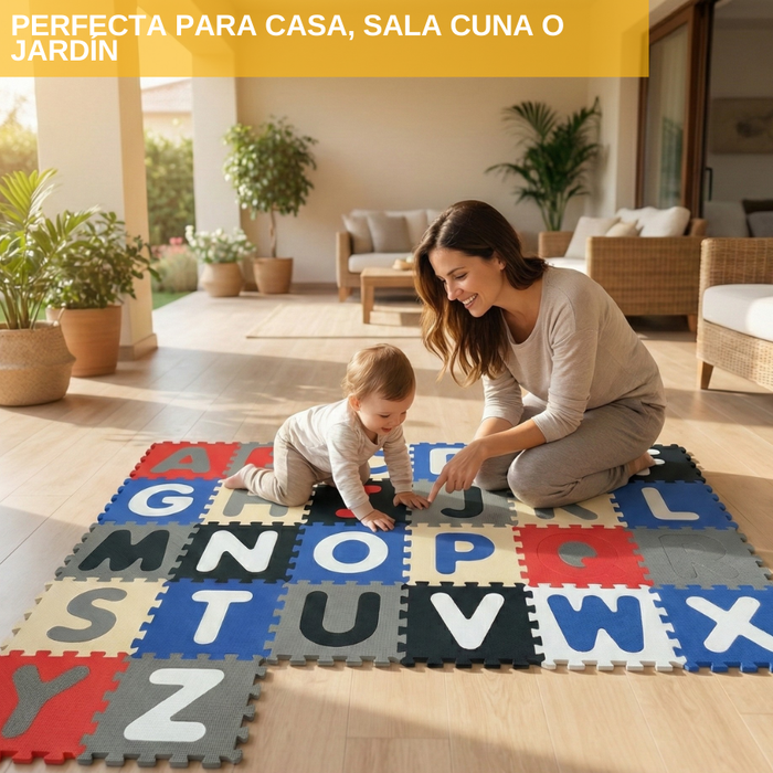 Alfombra Antigolpes Bebé Eva Piezas 30x30 Con Letras A - Z Multicolor Abecedario