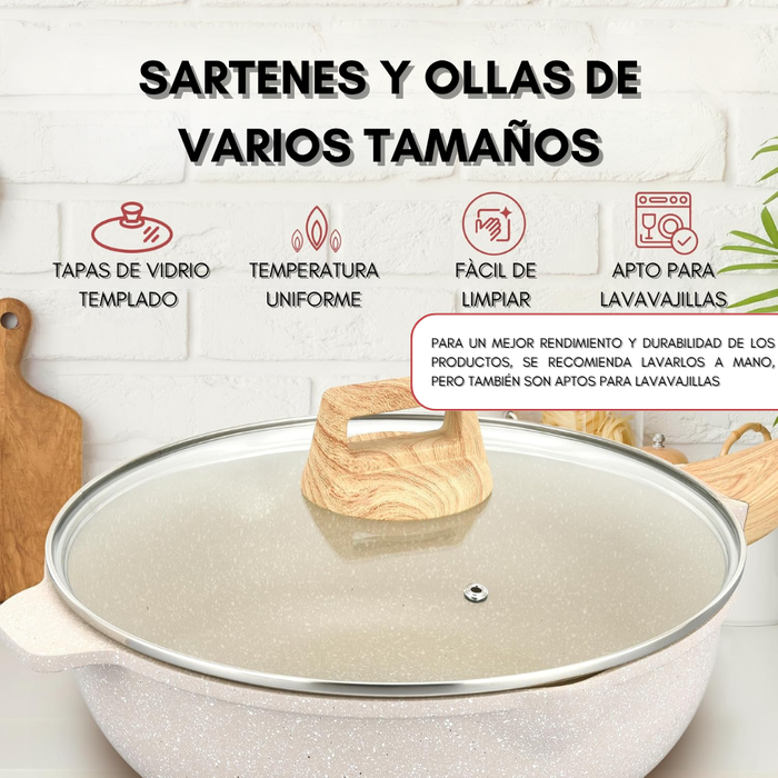 Juego De Cocina Ollas Y Sartenes Antiadherentes De 12 Pcs