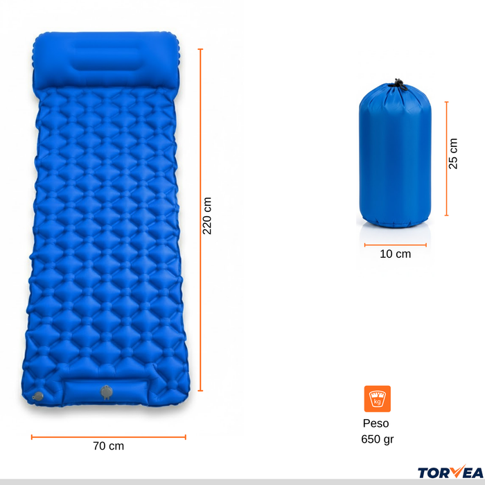 Colchón Inflable Portátil 1 plaza Torvea Colchoneta Camping