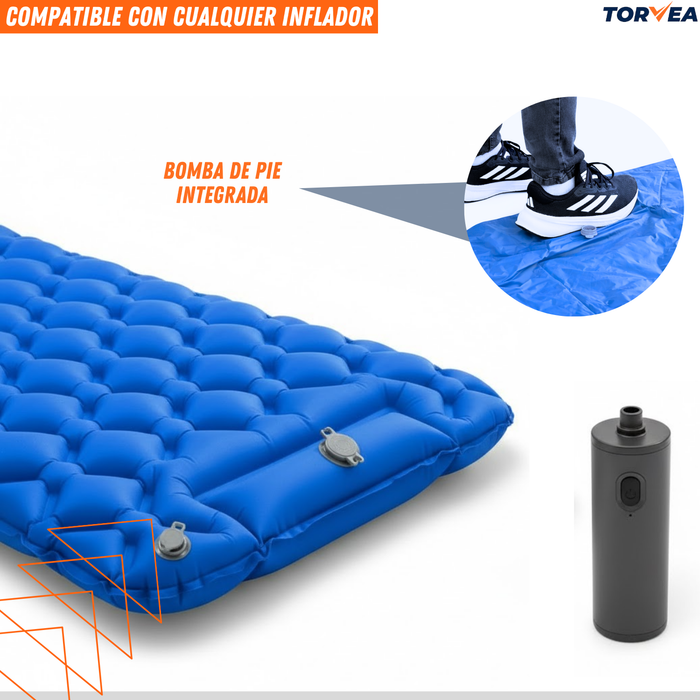 Colchón Inflable Portátil 1 plaza Torvea Colchoneta Camping