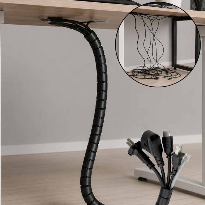 Organizador De Cables En Espiral 2 Metros Negro