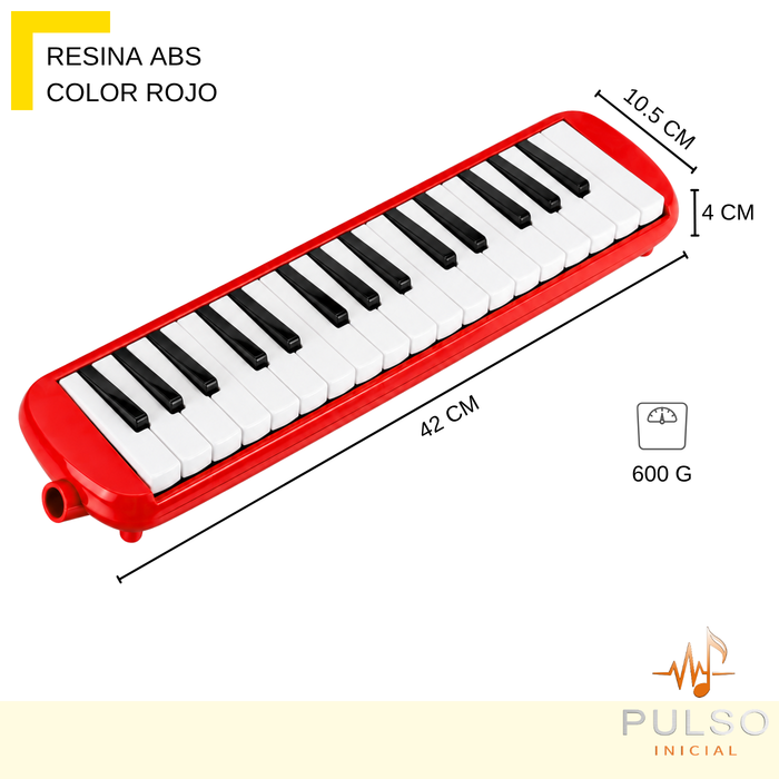 Melódica 32 Notas Boquilla + Manguera + Estuche Teclado Rojo
