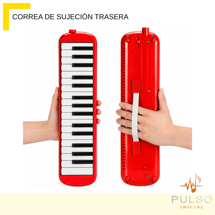 Melódica 32 Notas Boquilla + Manguera + Estuche Teclado Rojo