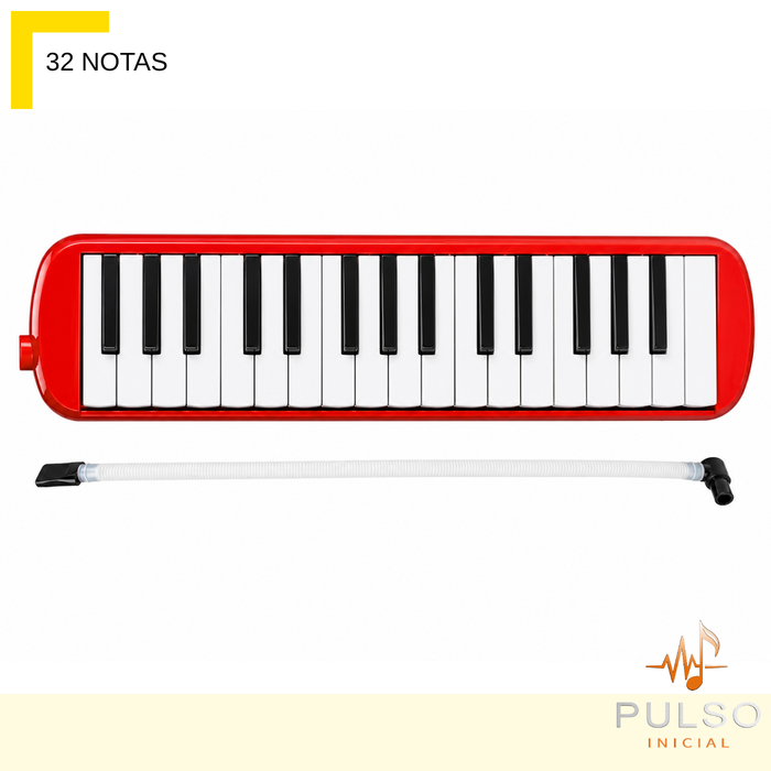 Melódica 32 Notas Boquilla + Manguera + Estuche Teclado Rojo