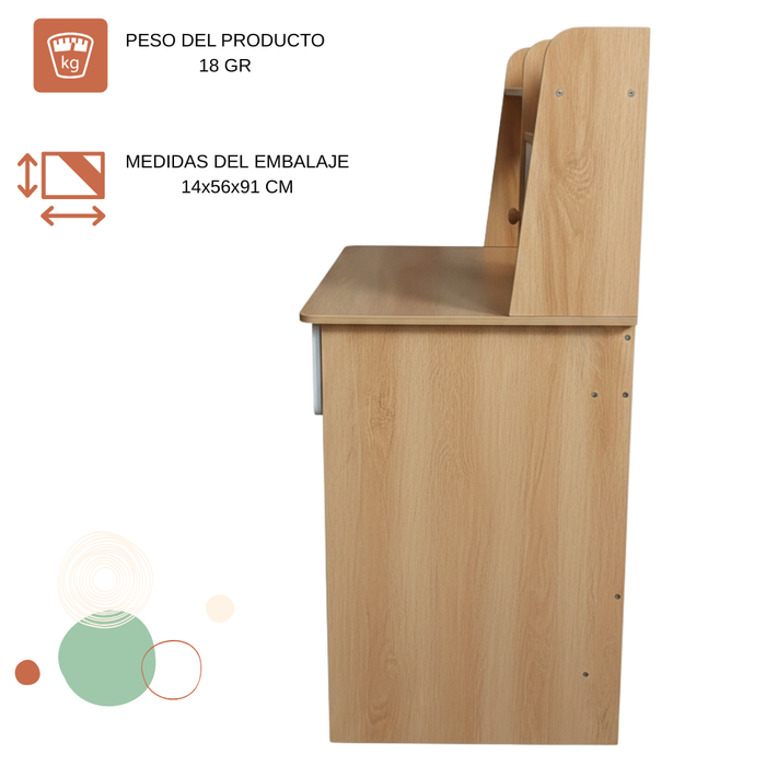 Escritorio Con Estantería Y Repisa 80*110cm Cajón Y Gabinete