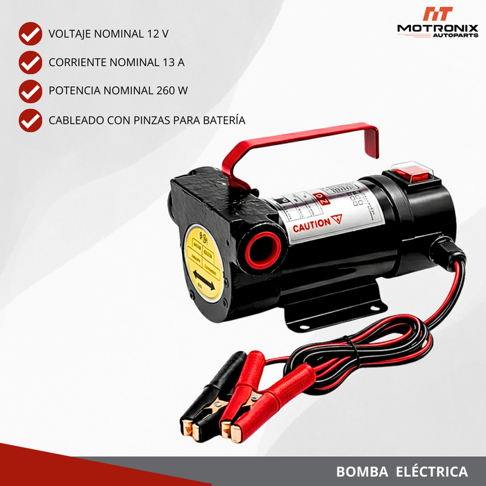 Bomba Eléctrica 12v Trasvasije Petróleo Diésel Con Pistola