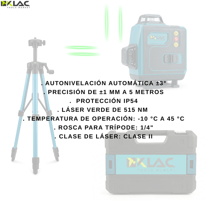 Nivelador Laser 16 L 360° Klac Con Trípode Y Maletin