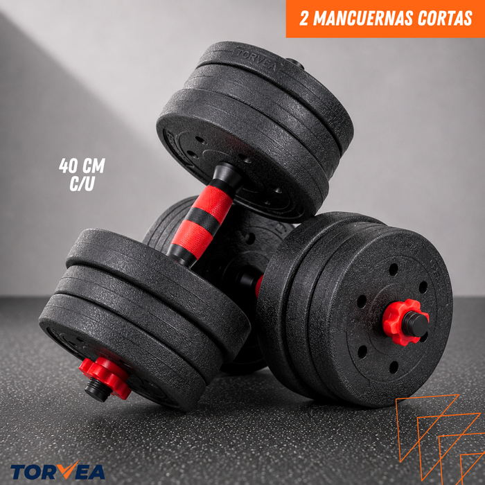 Set Mancuernas Y Barra Ajustable 20kg Pesas Para Ejercicio