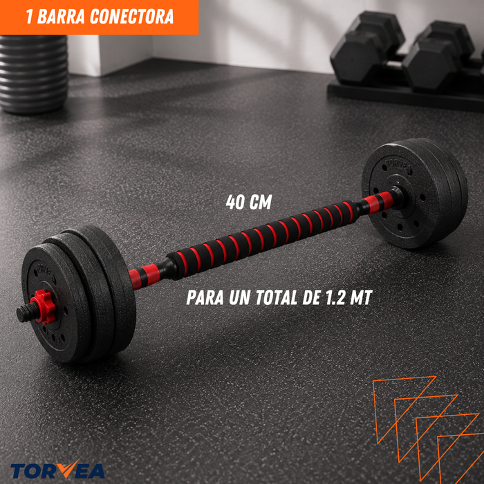 Set Mancuernas Y Barra Ajustable 20kg Pesas Para Ejercicio