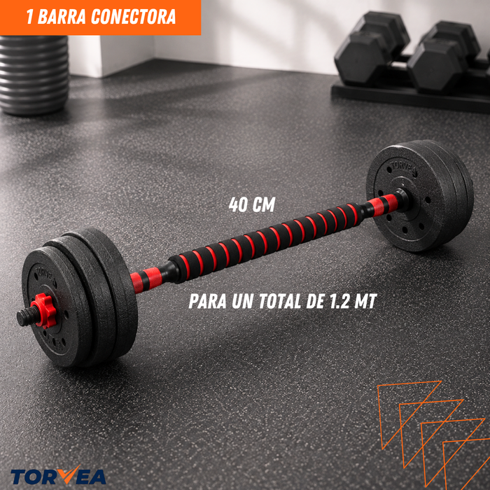 Set Mancuernas Y Barra Ajustable 20kg Pesas Para Ejercicio