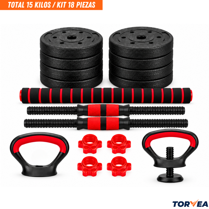 Set Mancuernas Barra Y Discos Ajustable 15kg Pesas Ejercicio