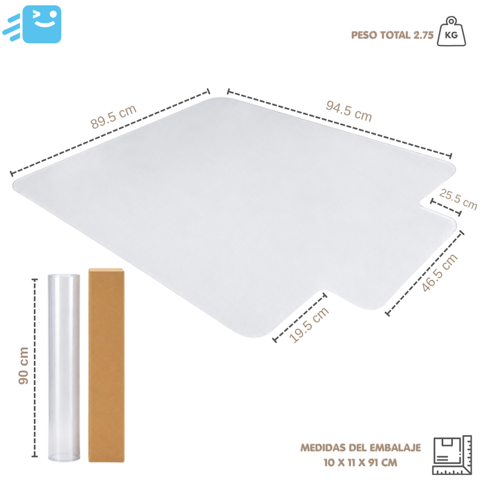 Protector Piso Flotante Silla Oficina Transparente 90x120cm