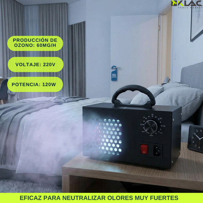 Máquina Generadora De Ozono 60g/h Desinfectante De Aire Negro