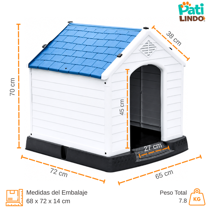 Casa Para Perro Mediano Exterior Resistente Impermeable