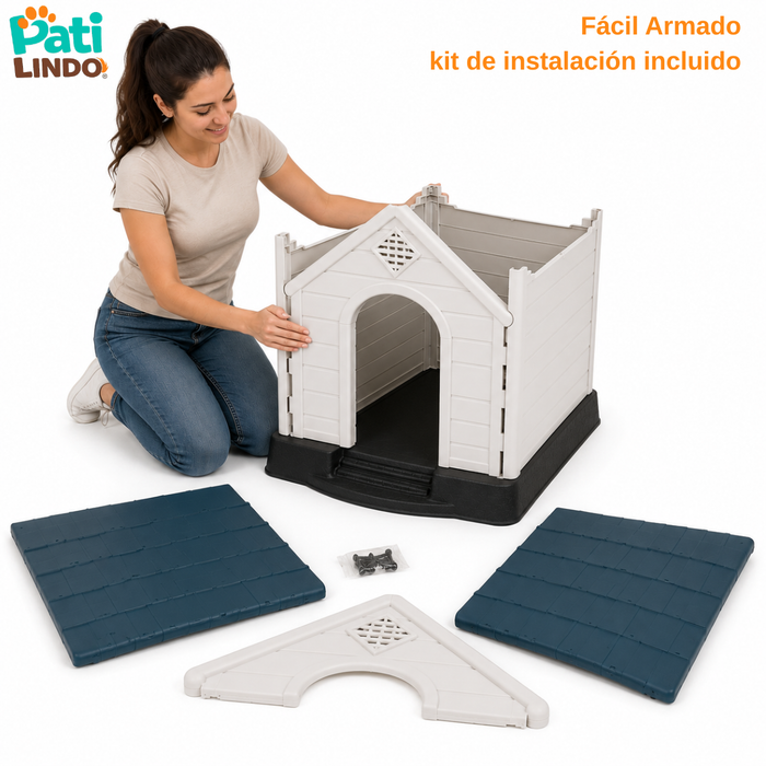 Casa Para Perro Mediano Exterior Resistente Impermeable
