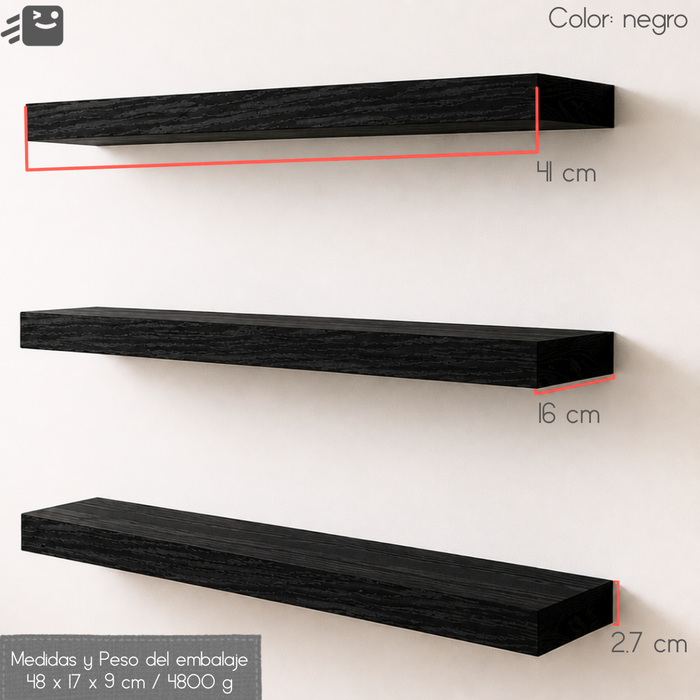 Organizador De Madera Elegancia Moderna X3 Negro