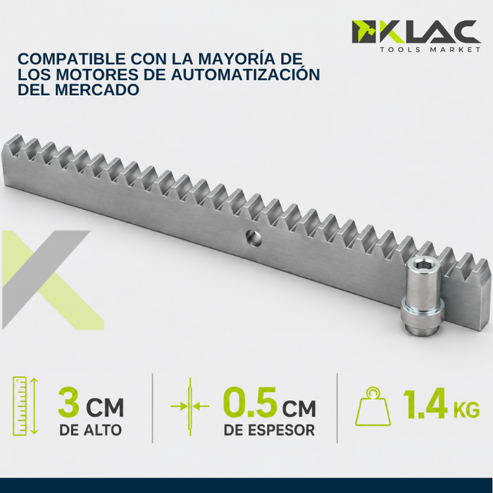 Cremallera Riel Acero Portones Eléctricos 1 Metro