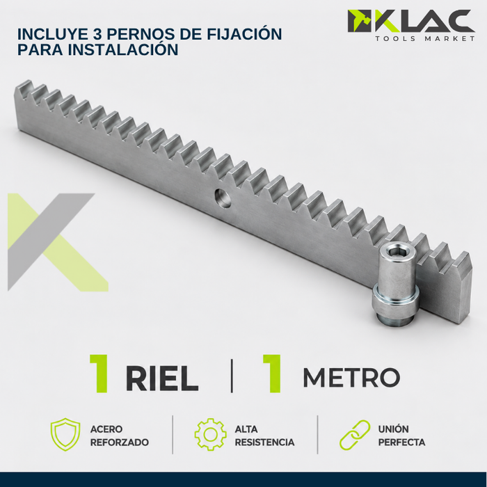 Cremallera Riel Acero Portones Eléctricos 1 Metro