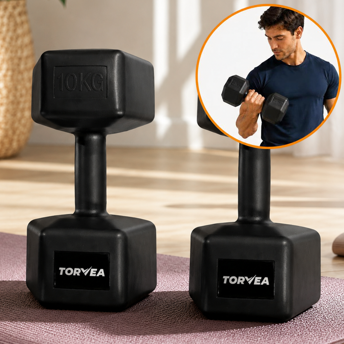 Set X2 Mancuerna Hexagonal 10 Kg C/u Pesas Fitness Gimnasio