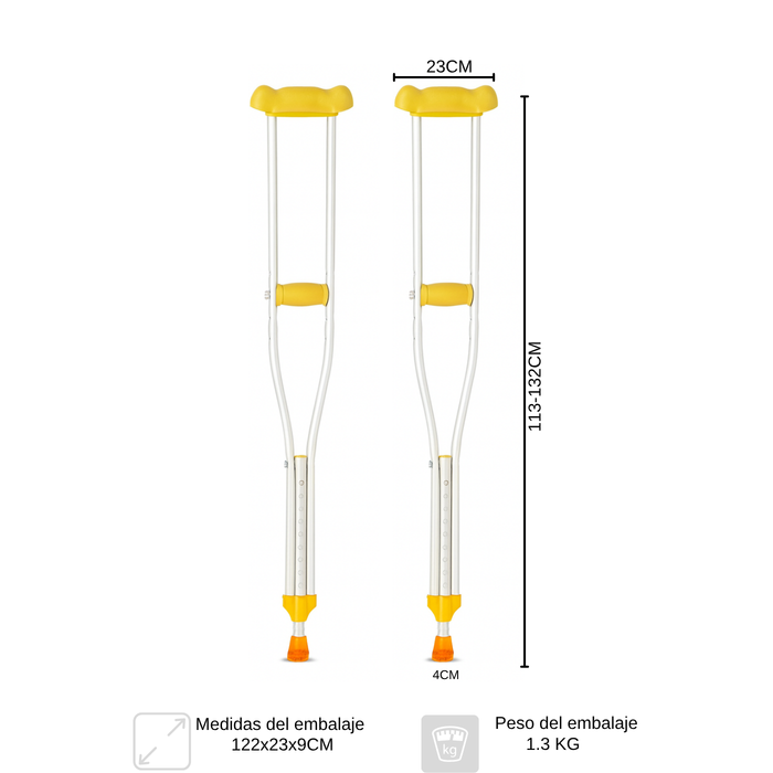 2 Baston Muletas Axilares Ajustables Ortopédica Aluminio
