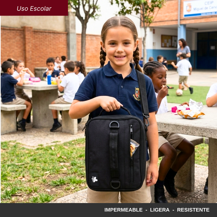Lonchera Térmica Impermeable Correa Ajustable Expandible Negro