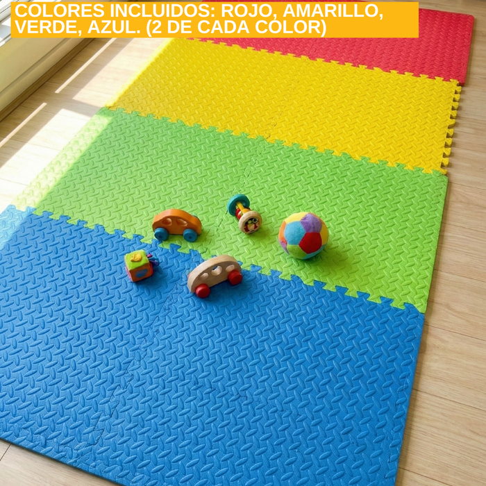 Alfombra Antigolpes Bebé Eva 8 Piezas Colores Puzzle 30x30 Multicolor Lisa