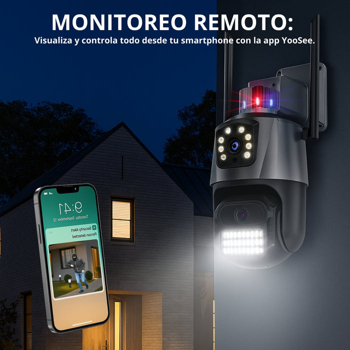 Cámara Domo Wifi Doble Lente Full Hd Con Alarma Seguimiento