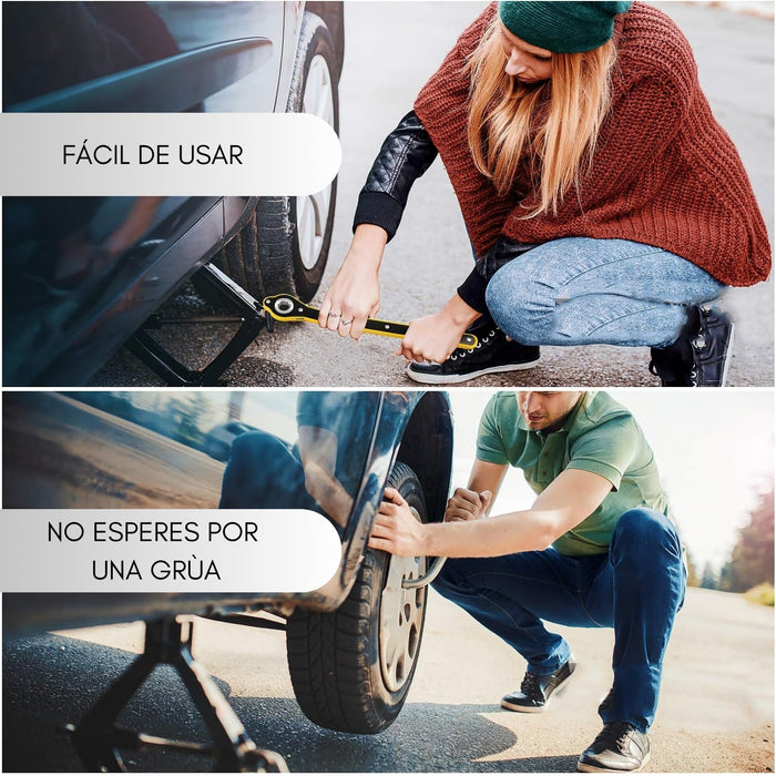 Gata Tijera 3 Toneladas + 2 Banquillos Caballete Mecanico