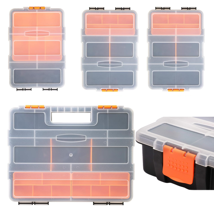 Organizador Plástico Juego 4 Pzas Herramienta Compartimiento - Negro