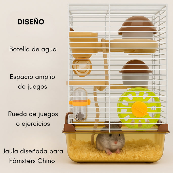 Jaula Para Hamster Armable 3 Pisos Bebedero Rueda Comedero