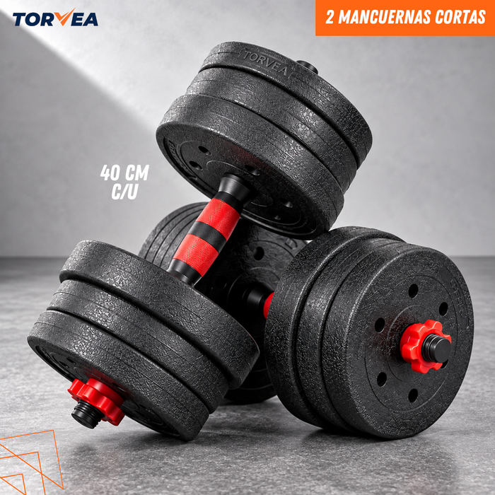 Set Mancuernas Y Barra Ajustable 30kg Pesas Para Ejercicio