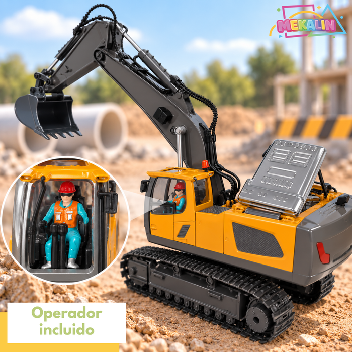 Excavadora A Control Remoto RC 11 Canales 2.4GHz Con Luz Sonido Giro 680° Y Función De Excavación Juguete Para Niños 6+