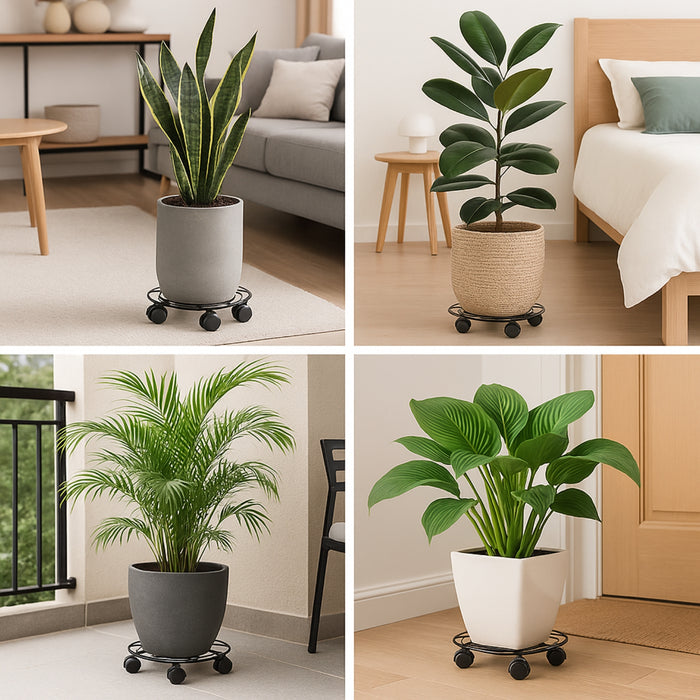 2 Soportes De Base De Maceta De Metal Con Ruedas