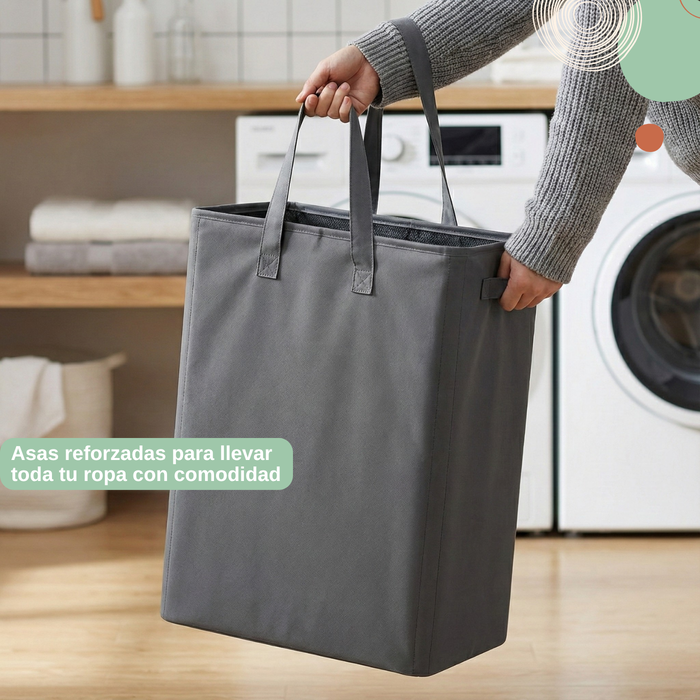 Cesto Ropa Plegable Canasto Tela Oxford Baño Con Asas 48l