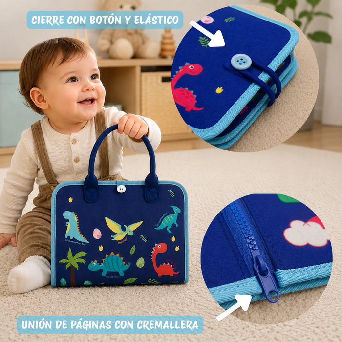 Libro Sensorial Montessori Tablero Didáctico Juego Tela 8pag