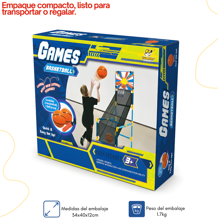 Aro Tablero Basquetbol Para Niños Con Balones Inflador Juego