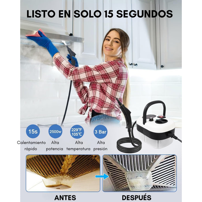 Limpiador Vapor Manual Alta Potencia Multiuso Portátil 4 Pzs