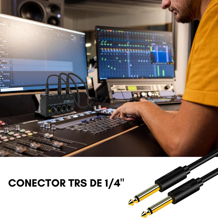 Amplificador Audífonos Compacto Ha400 De 4 Canales Negro 40 W