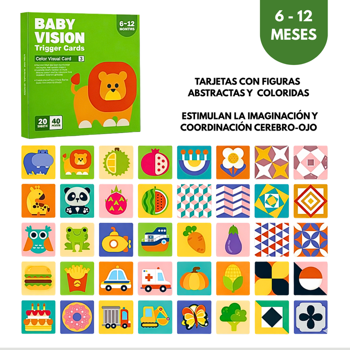 Tarjetas Estimulación Visual Bebes 0-36 Meses- Niños 4Cajas Cartón